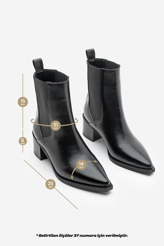 Kadın Sivri Burun Topuklu Bot Ropes - Siyah