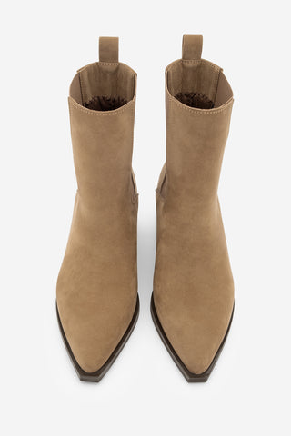 Kadın Sivri Burun Topuklu Bot Ropes - Taba Süet