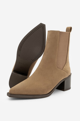 Kadın Sivri Burun Topuklu Bot Ropes - Taba Süet