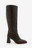 Kadın Fermuarsız Topuklu Çizme Runava - Kahve