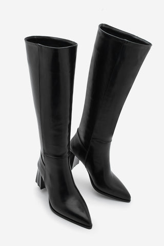Kadın Fermuarsız Topuklu Çizme Runava - Siyah
