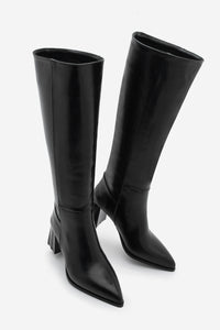 Kadın Fermuarsız Topuklu Çizme Runava - Siyah