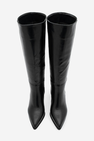 Kadın Fermuarsız Topuklu Çizme Runava - Siyah