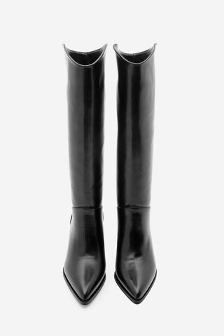 Kadın Fermuarsız Topuklu Çizme Tines - Siyah