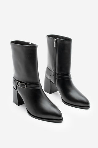 Kadın Kemer Detaylı Topuklu Bot Taluva - Siyah