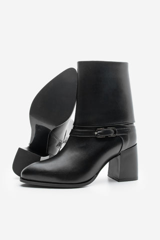 Kadın Kemer Detaylı Topuklu Bot Taluva - Siyah