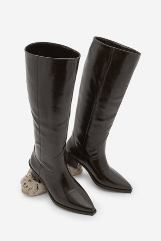 Kadın Sivri Burun Western Çizme Mivez - Kahve