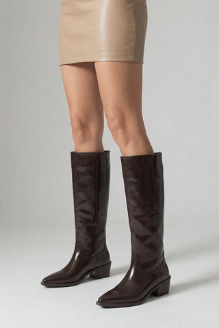 Kadın Sivri Burun Western Çizme Mivez - Kahve