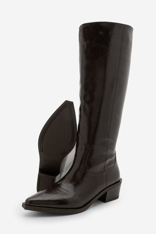 Kadın Sivri Burun Western Çizme Mivez - Kahve