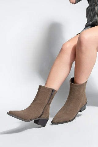 Kadın Sivri Burun Western Bot Tahis - Kahve Süet