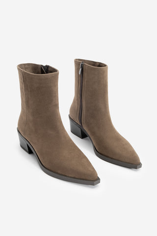 Kadın Sivri Burun Western Bot Tahis - Kahve Süet