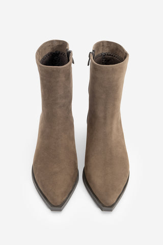 Kadın Sivri Burun Western Bot Tahis - Kahve Süet