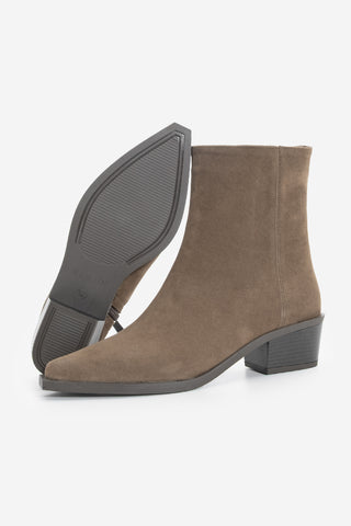 Kadın Sivri Burun Western Bot Tahis - Kahve Süet