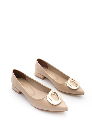 Kadın Sivri Burun Tokalı Babet Vegas - Bej