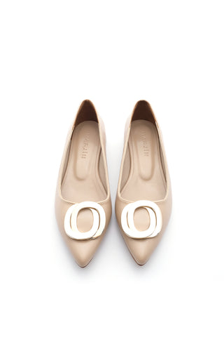 Kadın Sivri Burun Tokalı Babet Vegas - Bej