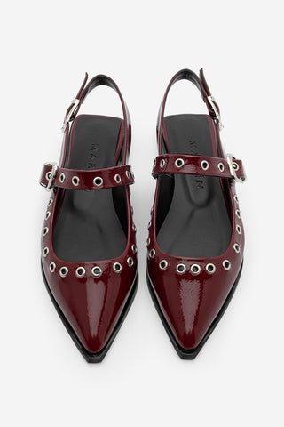 Kadın Sivri Burun Troklu Günlük Babet Parzin - Bordo Rugan