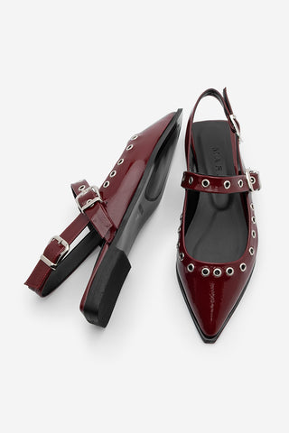 Kadın Sivri Burun Troklu Günlük Babet Parzin - Bordo Rugan