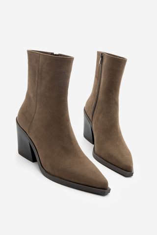 Kadın Sivri Burun Western Bot Forne - Kahve Süet