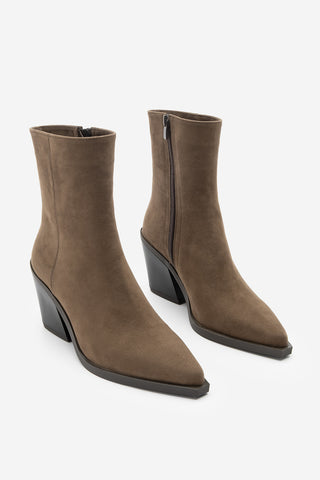 Kadın Sivri Burun Western Bot Forne - Kahve Süet