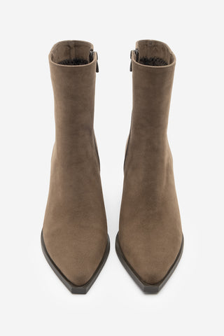 Kadın Sivri Burun Western Bot Forne - Kahve Süet