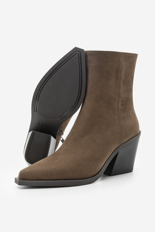 Kadın Sivri Burun Western Bot Forne - Kahve Süet