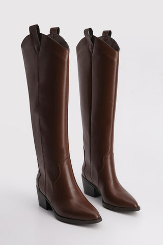 Kadın Western Topuklu Çizme Letoz - Kahve