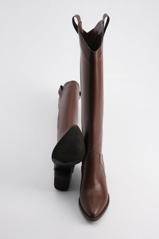 Kadın Western Topuklu Çizme Letoz - Kahve