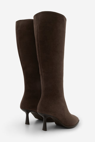 Kadın Sivri Burun Topuklu Çizme Lavisa - Kahve Süet