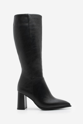 Kadın Sivri Burun Topuklu Çizme Mortez - Siyah