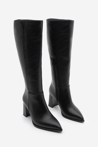 Kadın Sivri Burun Topuklu Çizme Mortez - Siyah