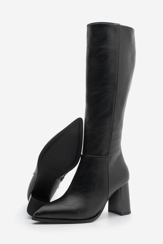 Kadın Sivri Burun Topuklu Çizme Mortez - Siyah