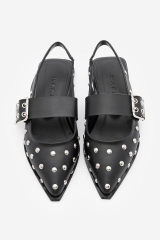 Kadın Sivri Burun Zımbalı Babet Olima - Siyah