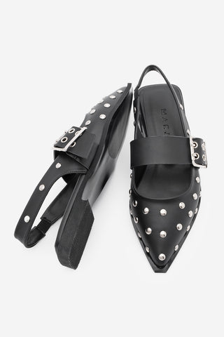 Kadın Sivri Burun Zımbalı Babet Olima - Siyah