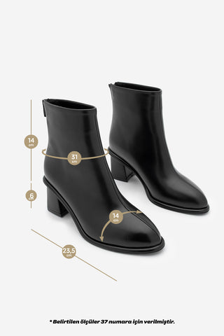 Kadın Arkadan Fermuarlı Topuklu Bot Atirya - Siyah