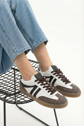 Kadın Sneaker Bağcıklı Spor Ayakkabı Enoy - Kahve