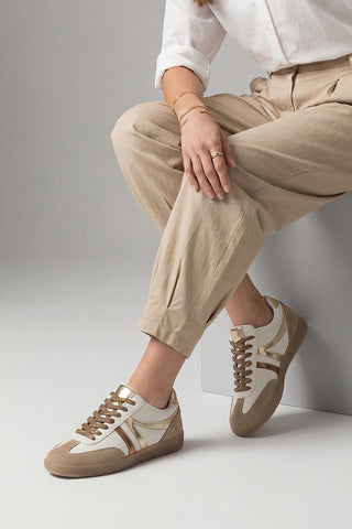 Kadın Sneaker Bağcıklı Spor Ayakkabı Tiyone - Altın