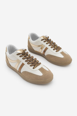 Kadın Sneaker Bağcıklı Spor Ayakkabı Tiyone - Altın