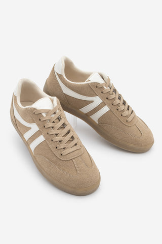 Kadın Sneaker Bağcıklı Spor Ayakkabı Tiyone - Camel Süet