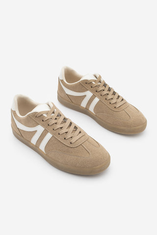 Kadın Sneaker Bağcıklı Spor Ayakkabı Tiyone - Camel Süet