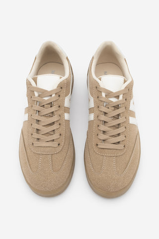 Kadın Sneaker Bağcıklı Spor Ayakkabı Tiyone - Camel Süet