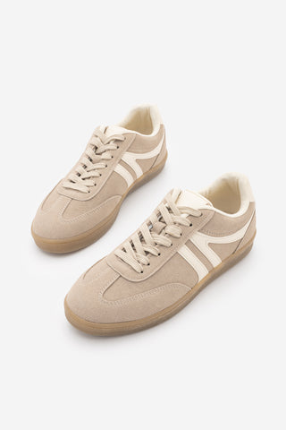 Kadın Sneaker Bağcıklı Spor Ayakkabı Tiyone - Koyu Bej
