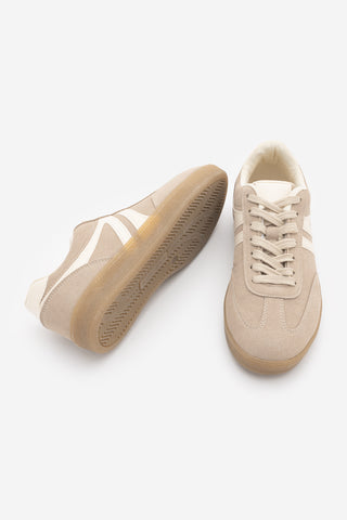 Kadın Sneaker Bağcıklı Spor Ayakkabı Tiyone - Koyu Bej