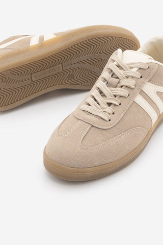 Kadın Sneaker Bağcıklı Spor Ayakkabı Tiyone - Koyu Bej