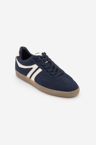 Kadın Sneaker Bağcıklı Spor Ayakkabı Tiyone - Lacivert Süet