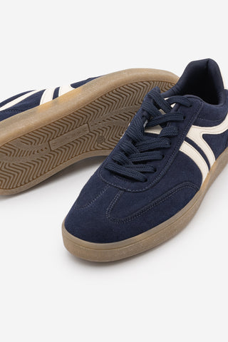 Kadın Sneaker Bağcıklı Spor Ayakkabı Tiyone - Lacivert Süet