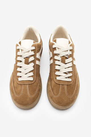 Kadın Sneaker Bağcıklı Spor Ayakkabı Tiyone - Taba Süet