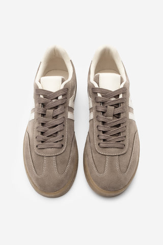 Kadın Sneaker Bağcıklı Spor Ayakkabı Tiyone - Vizon Süet