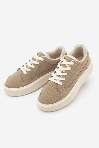 Kadın Sneaker Kalın Taban Spor Ayakkabı Domen - Bej Süet