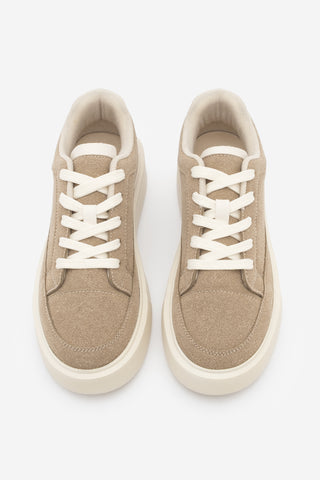 Kadın Sneaker Kalın Taban Spor Ayakkabı Domen - Bej Süet