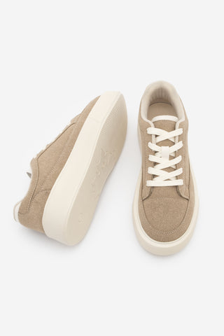 Kadın Sneaker Kalın Taban Spor Ayakkabı Domen - Bej Süet